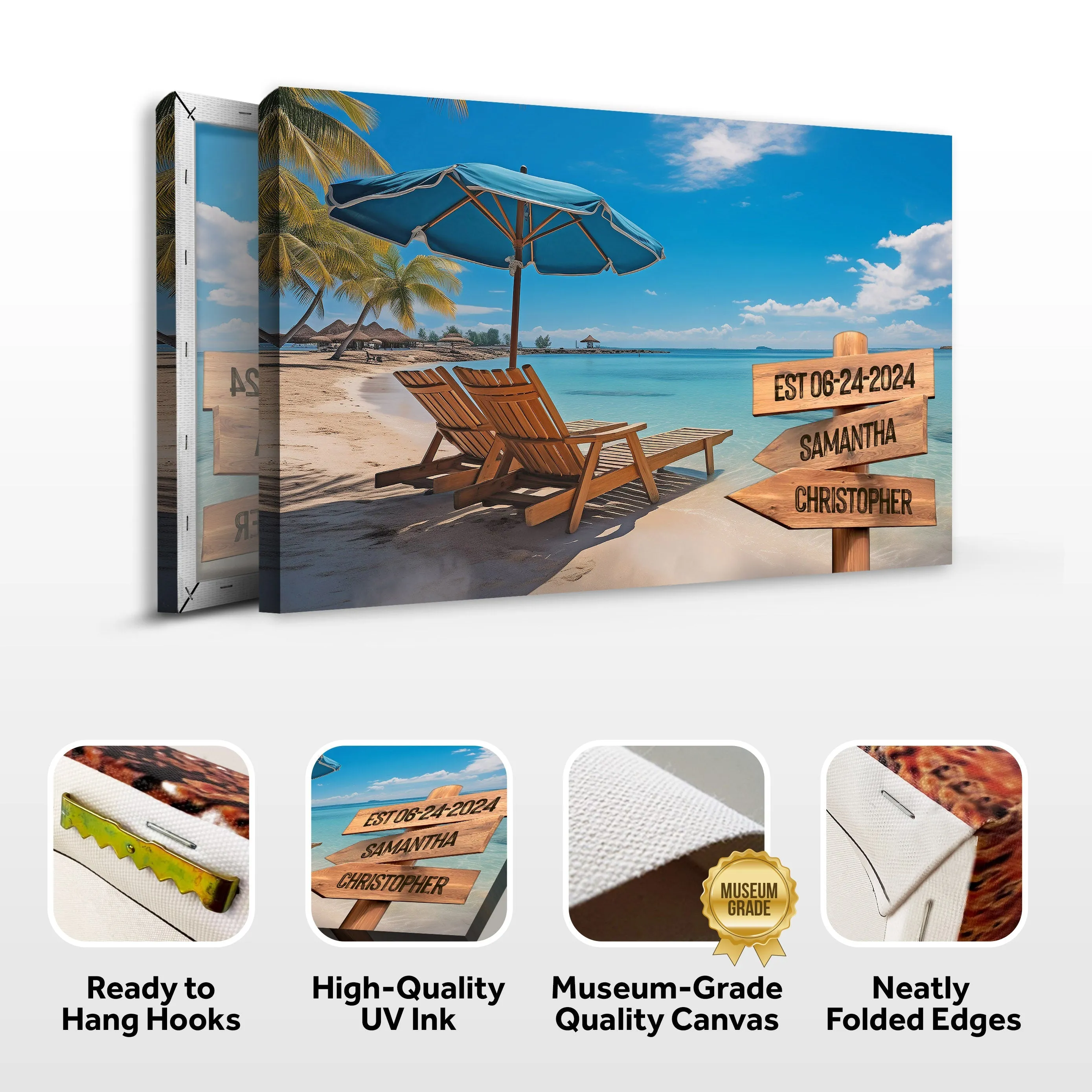 Summer Beach Family Names Sign