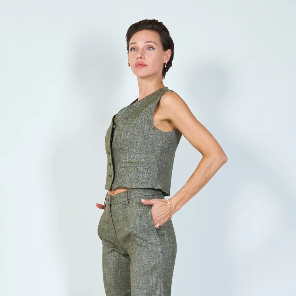 Textured tailored vest with button detail wholesale