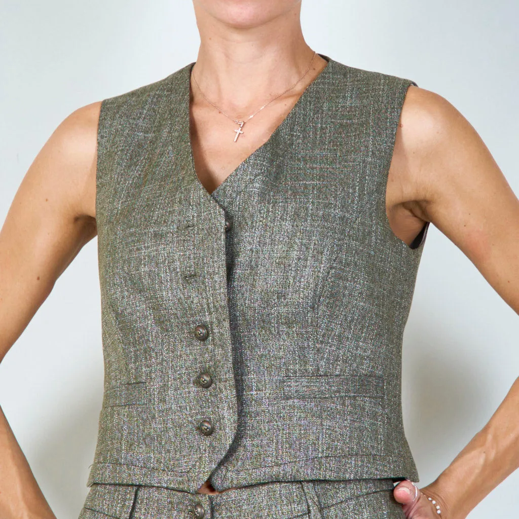 Textured tailored vest with button detail wholesale