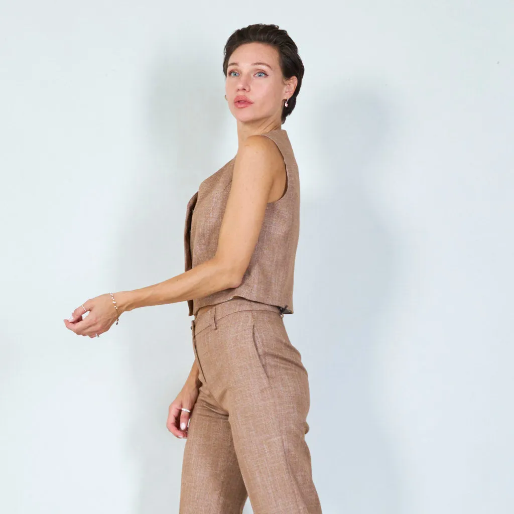 Textured tailored vest with button detail wholesale