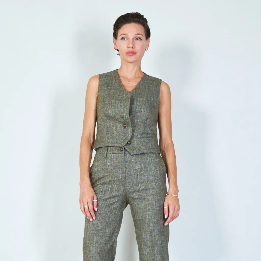 Textured tailored vest with button detail wholesale