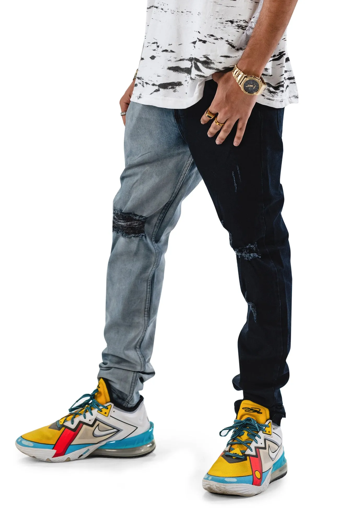 Two Tone Slim Fit Jeans - Men