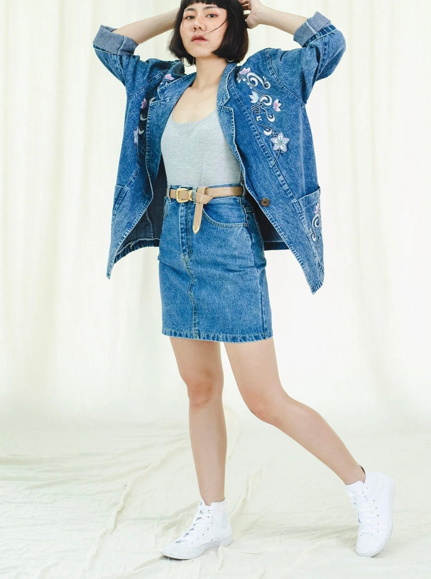 Vintage Denim 80s Pencil Mini Skirt