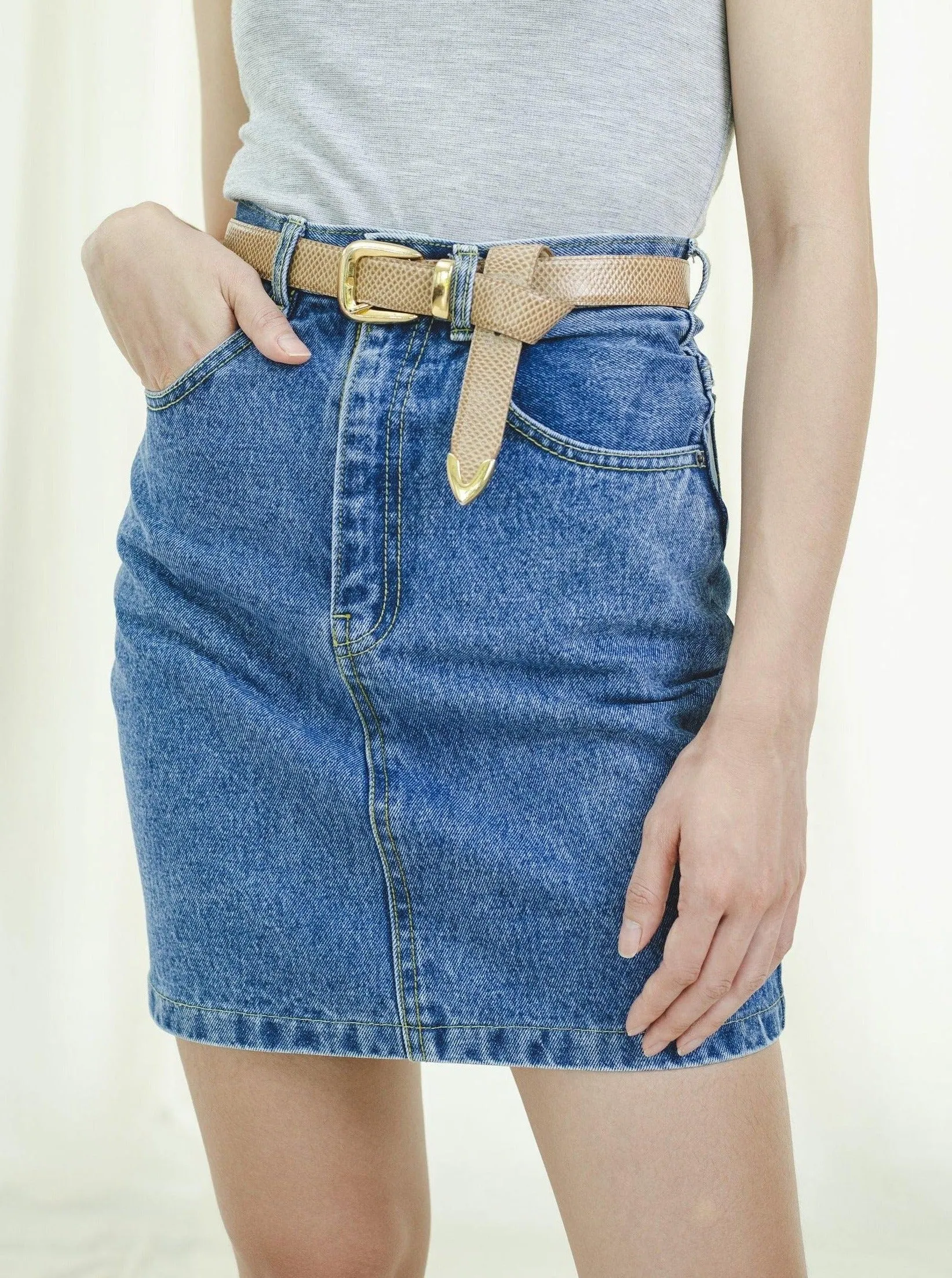 Vintage Denim 80s Pencil Mini Skirt