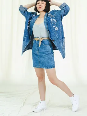 Vintage Denim 80s Pencil Mini Skirt