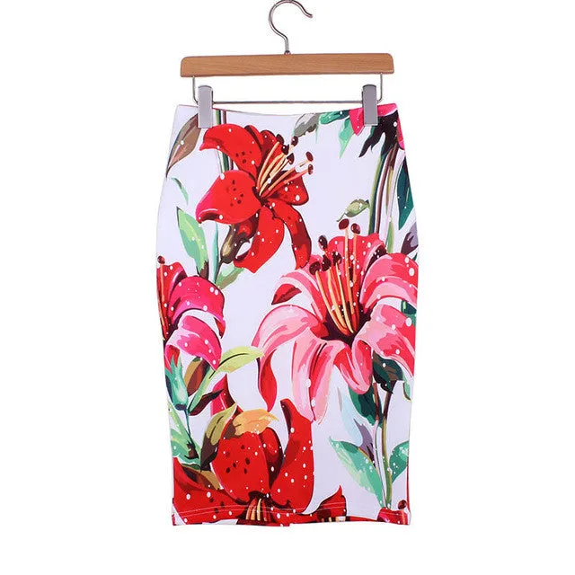 Western Vintage print middle faldas ladies pencil skirts