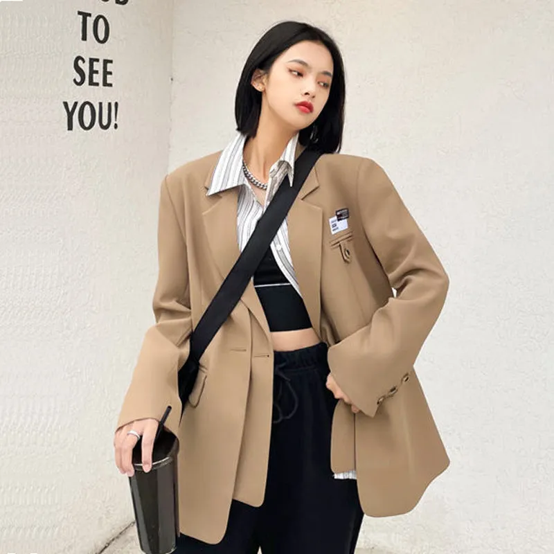 Wjczt Autumn Design Temperament Suit Jacket Women Loose Black Blazer Khaki Tailored Coat Korean Office Lady Overwear New